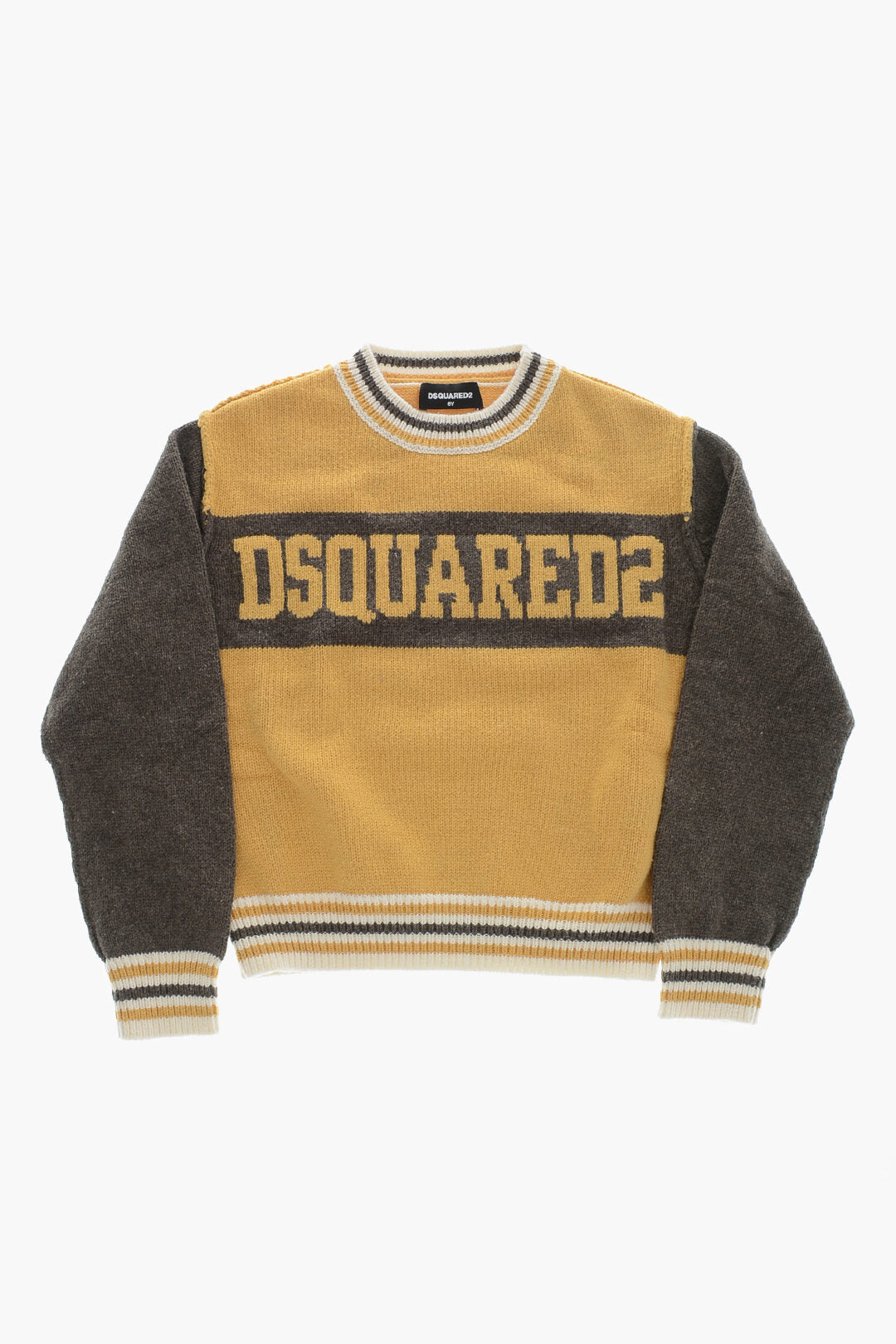 Dsquared2 Kids 1000~Two-Tone Crewneck Sweater with Front Logo