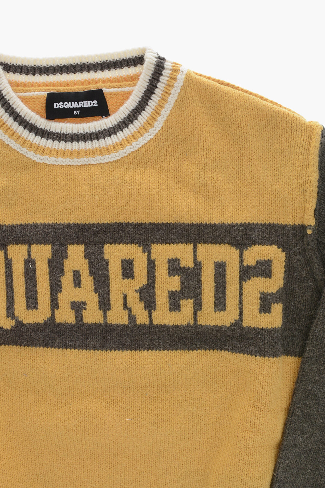 Dsquared2 Kids 1000~Two-Tone Crewneck Sweater with Front Logo, view 2