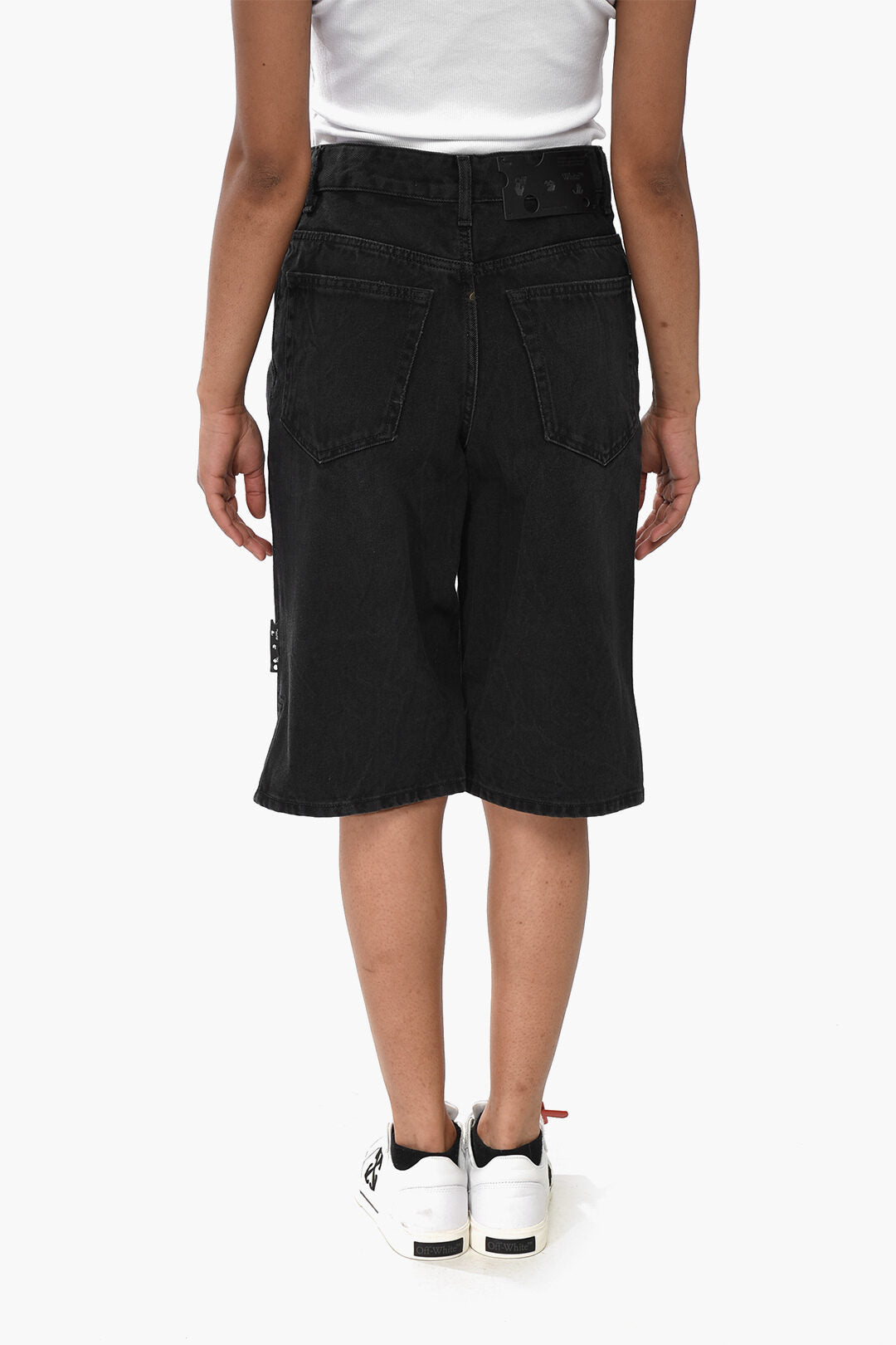 Off-White 3500~5-Pocket Denim Shorts with Side Slits, view 2