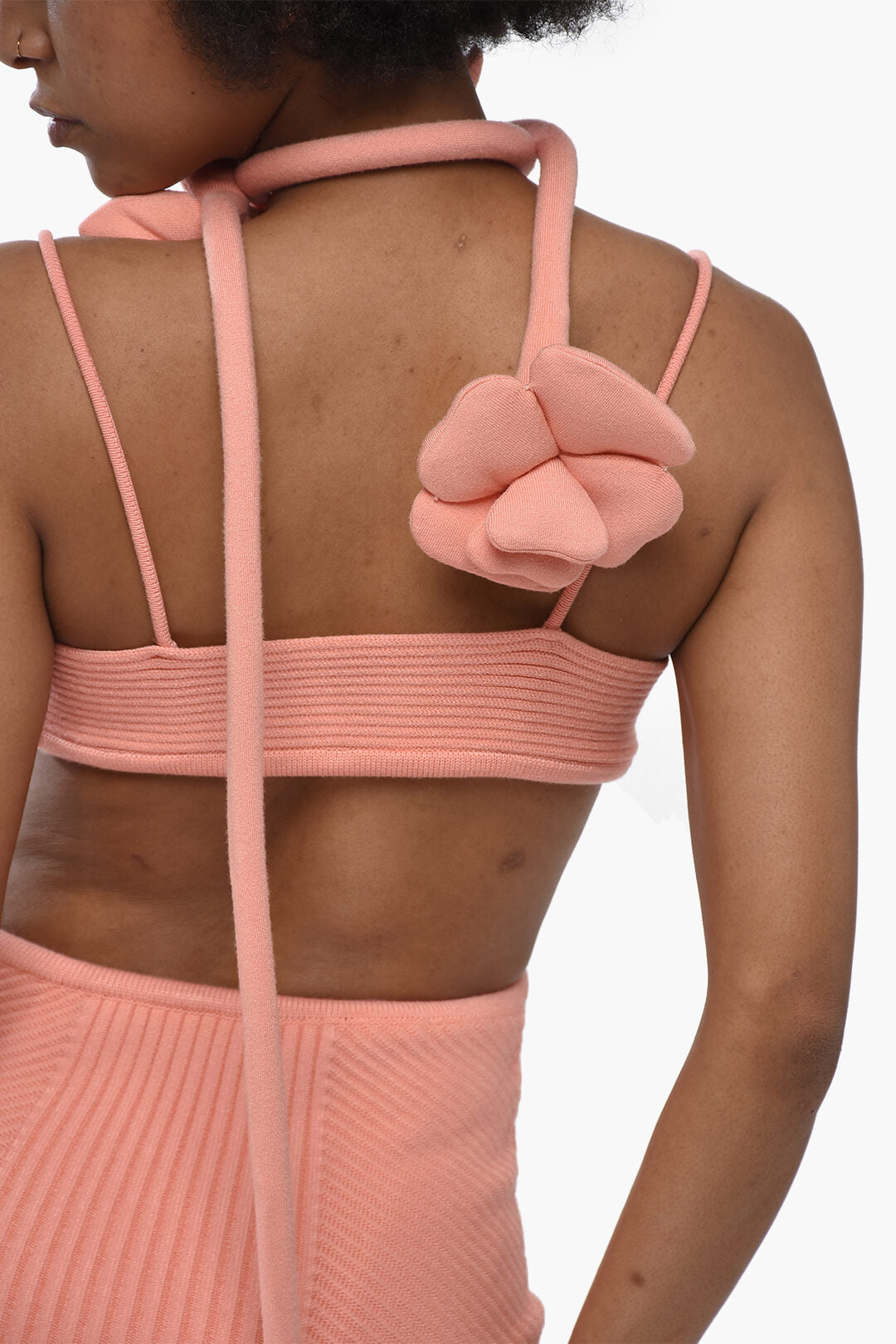 Off-White 3050~Cut-Out Knit Mini Dress PEONY With Tie-Neck Detail, view 2