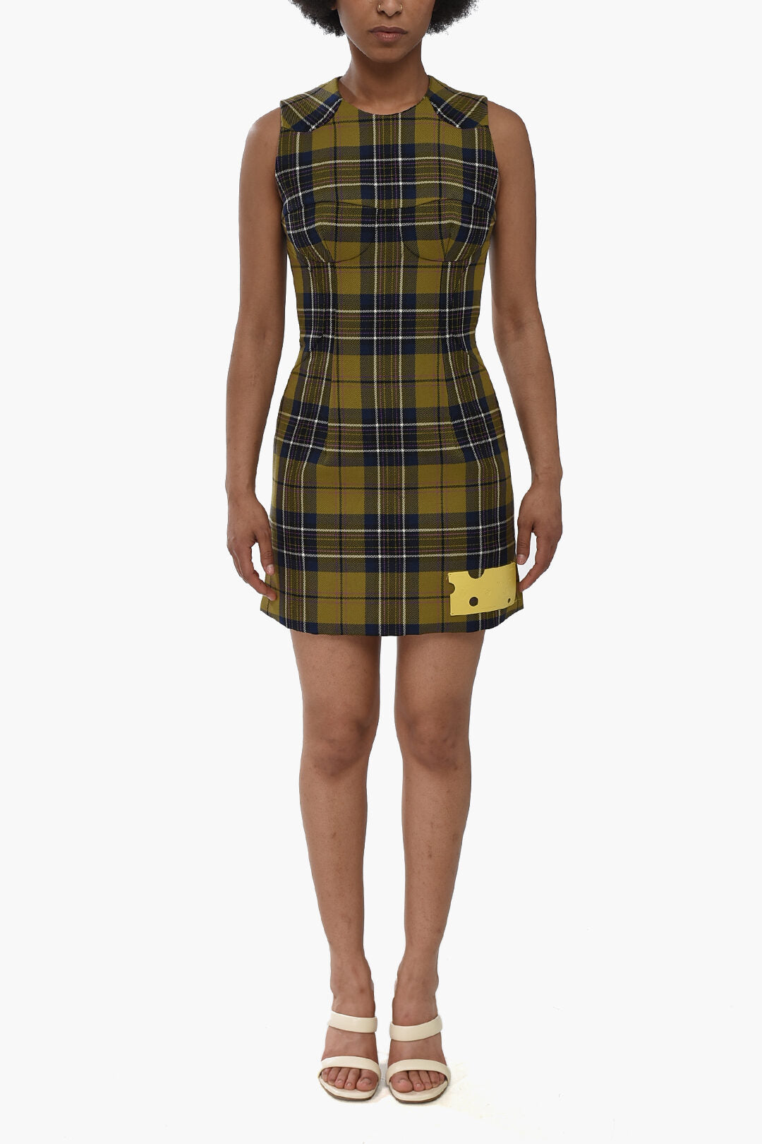 Off-White 3000~SEASONAL Lined Mini Dress BULLET with Tartan Print