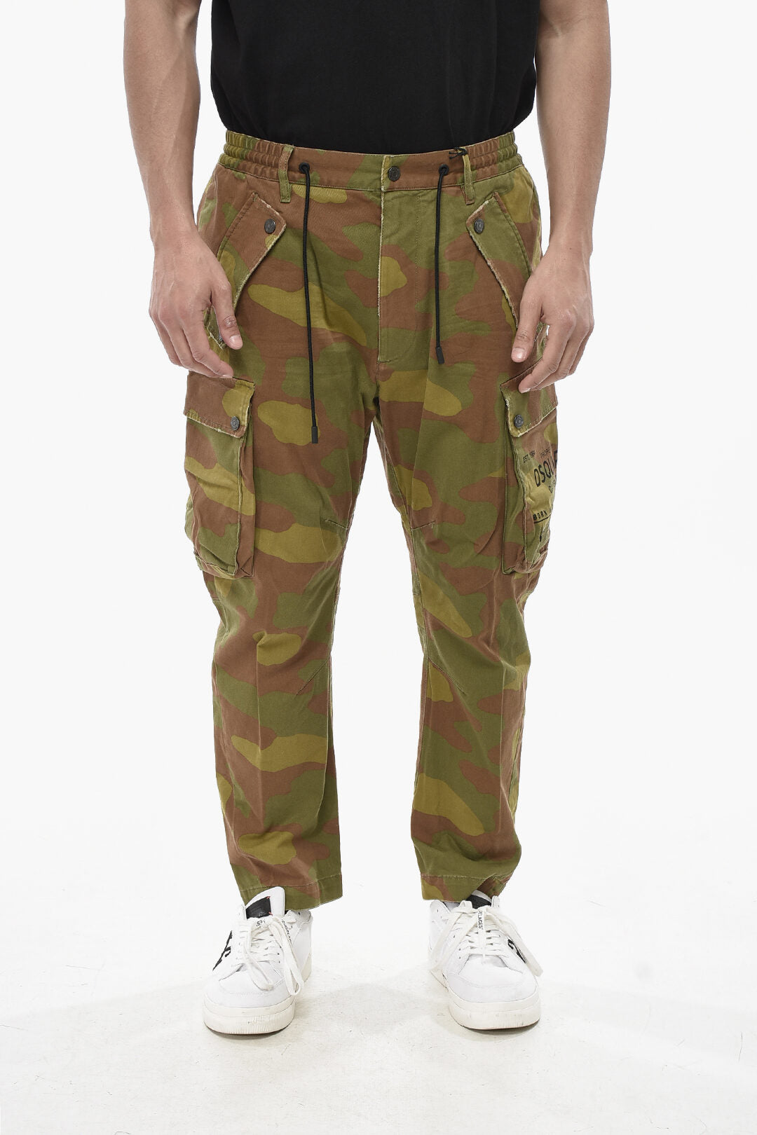 Dsquared2 2850~Camouflage Cargo Trousers With Elasticated Waist