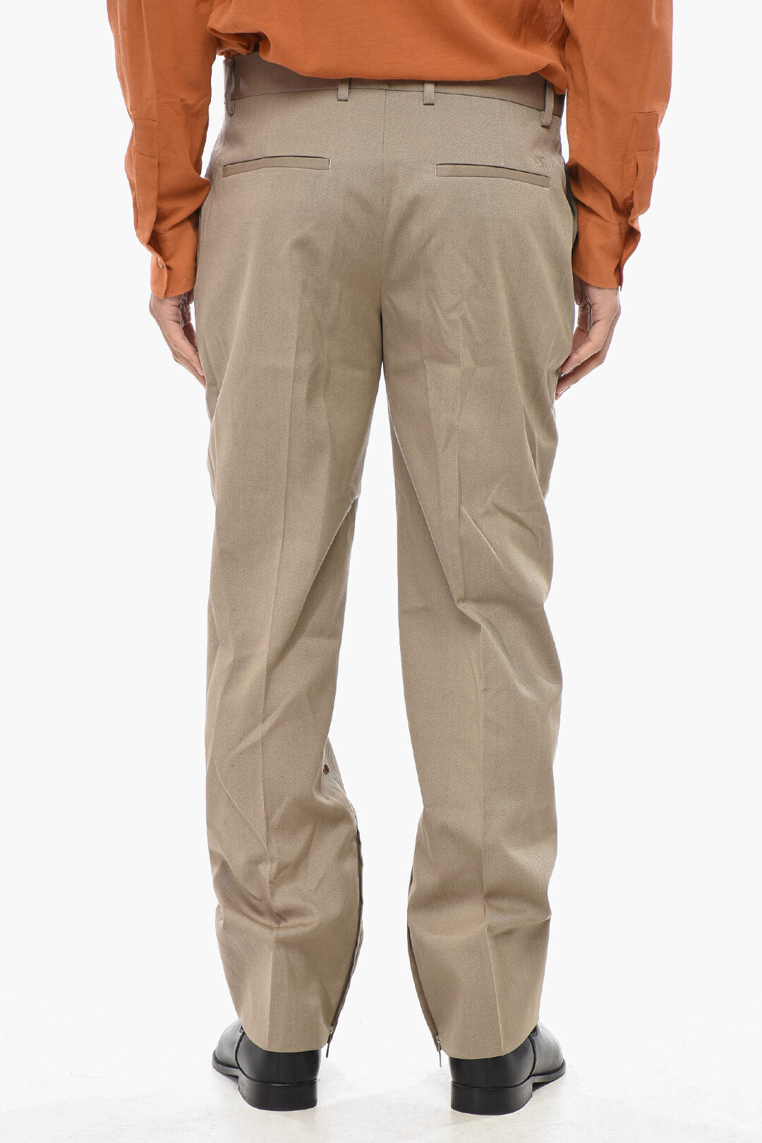 Off-White 2500~Wool Twill 4-Pocket Trousers with Embroidered Logo, view 2