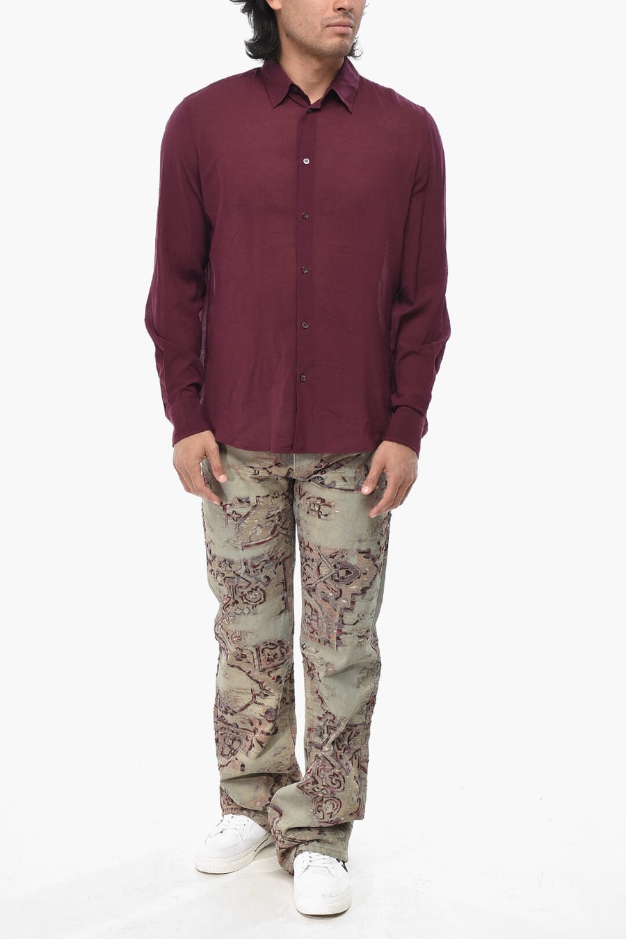 Off-White 0401~OW EMB SILKJER ROUND SHIRT, view 4