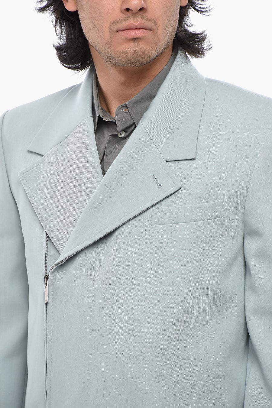 Off-White 2750~Wool-Blend Double-Breasted Coat With Offset Zip, view 2