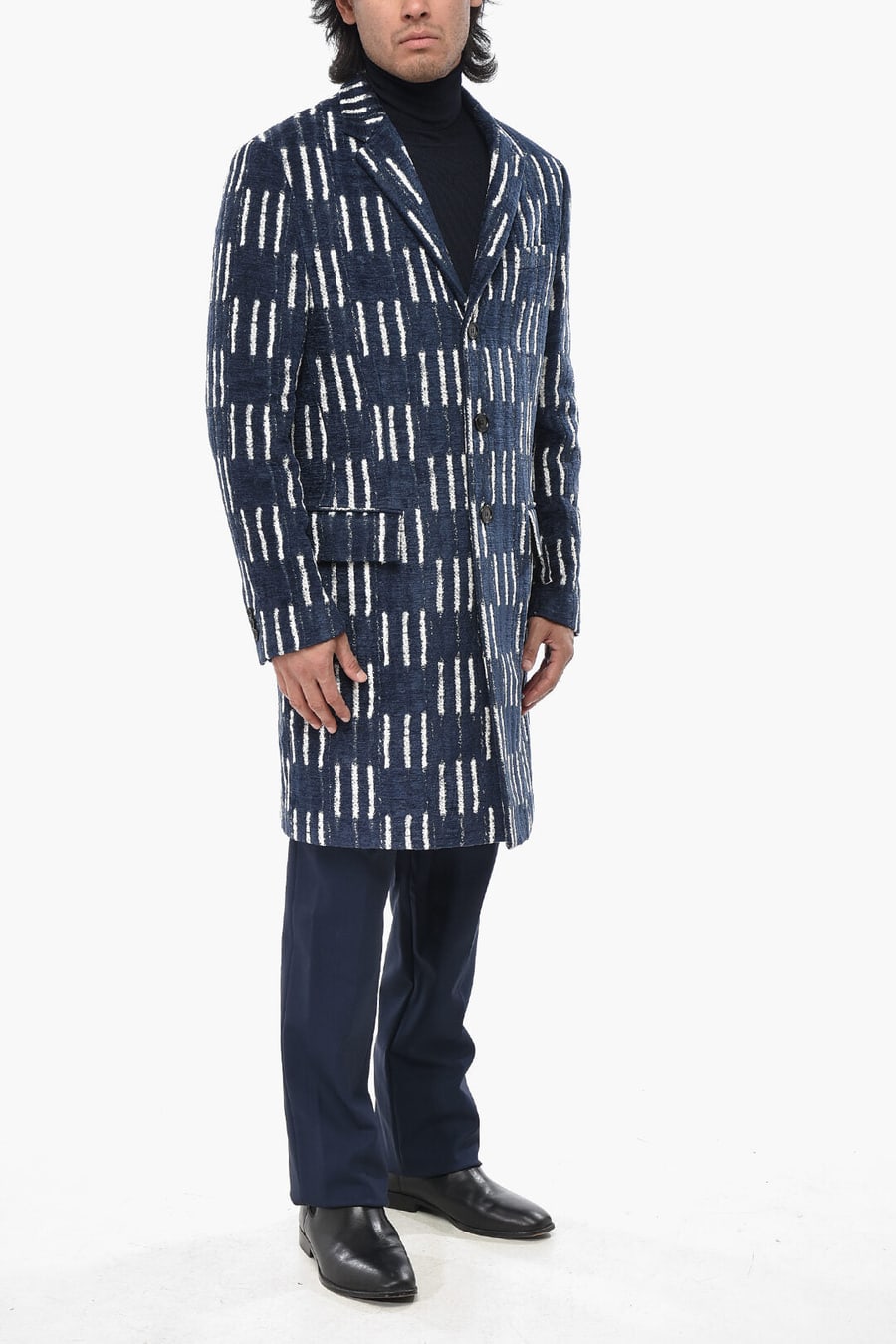 Off-White 2405~Velour Coat SHIBORI With Geometric Pattern