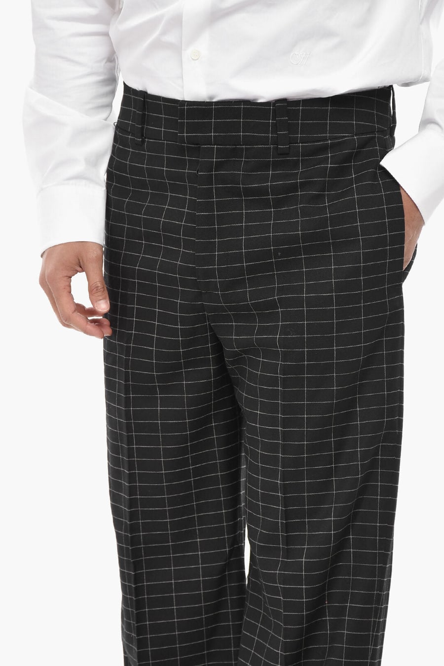 Off-White 3500~TAILORING Virgin Wool Trousers With Checked Pattern, view 3