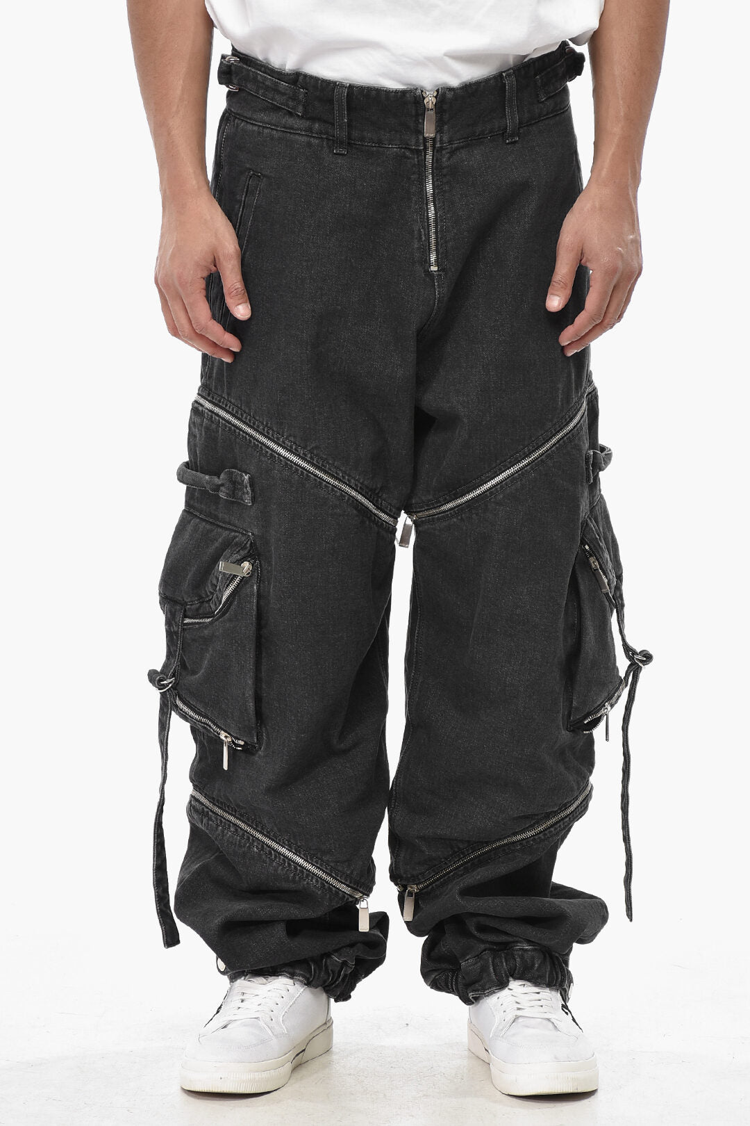 Off-White 3500~Cargo Jeans with Cross Zips and Elastic Hem