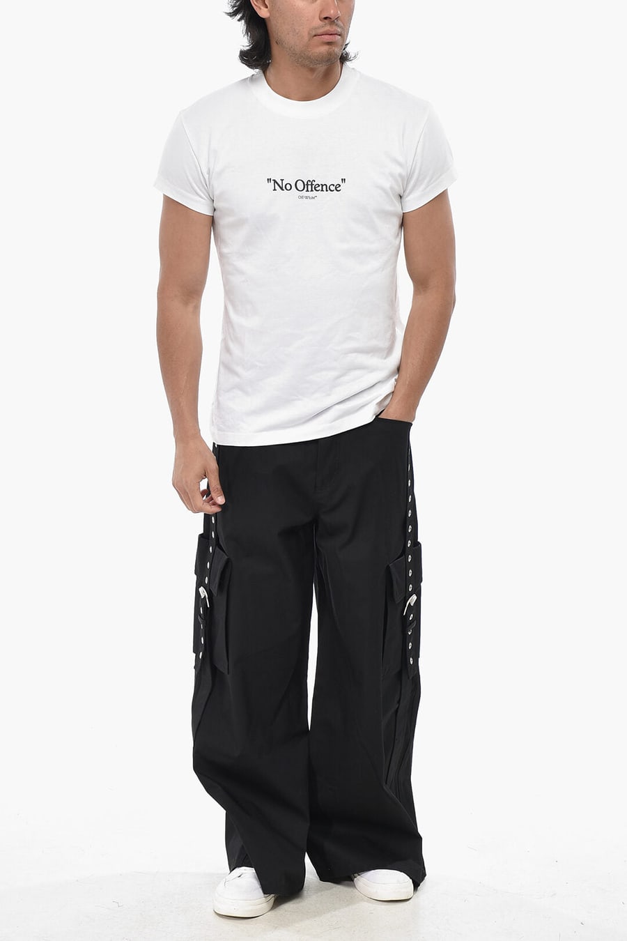 Off-White 2405~Slim-Fit T-Shirt NO OFFENCE With Print, view 3