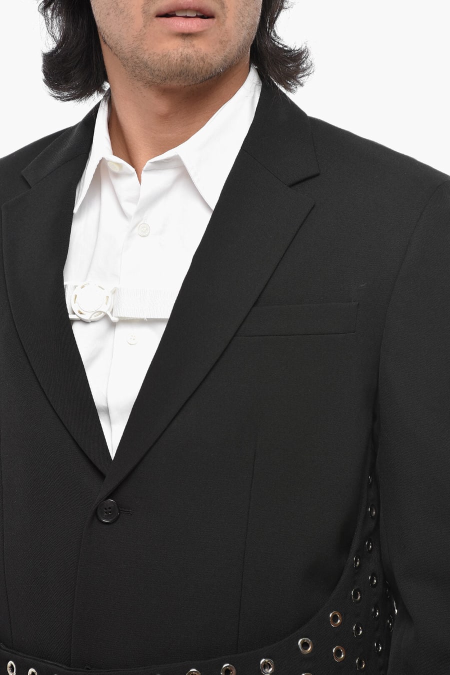 Off-White 3500~Virgin Wool Blazer EYELET BELT with Eyelet Detailing, view 3