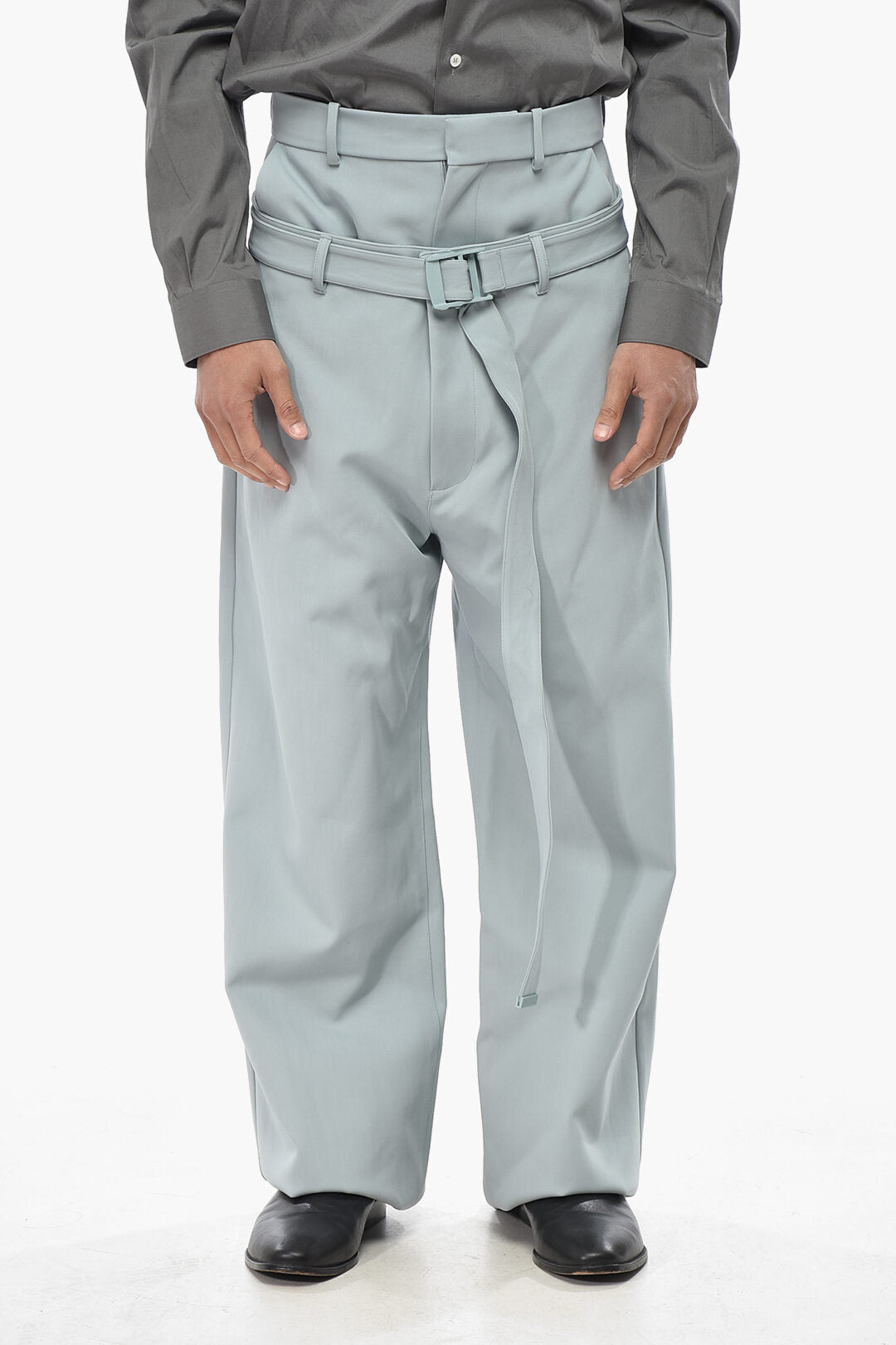 Off-White 2750~Double-Fabric Wool-Blend Trousers with Safety Belt