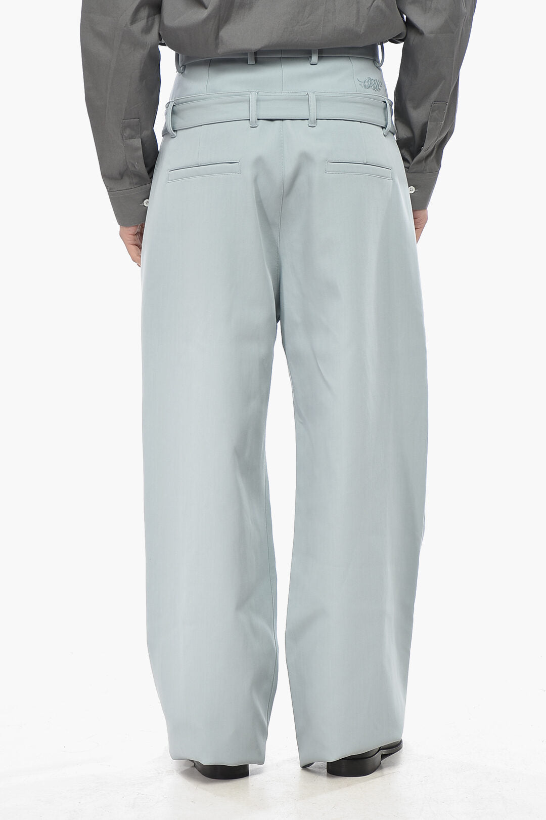 Off-White 2750~Double-Fabric Wool-Blend Trousers with Safety Belt, view 2