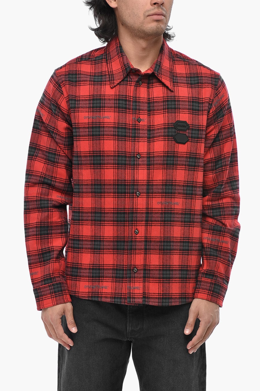 Off-White 2550~Flannel Shirt STENCIL With Checked Pattern