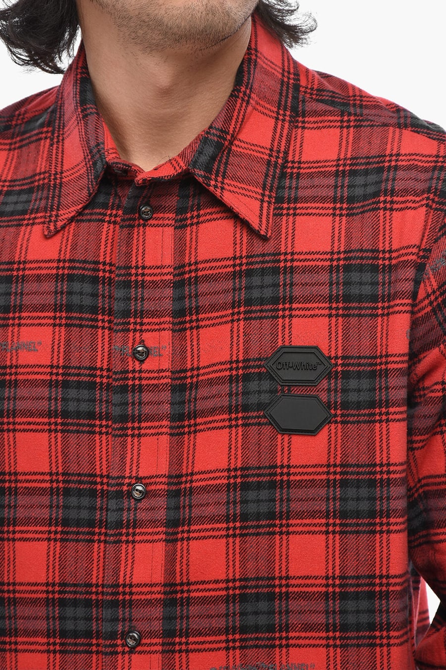 Off-White 2550~Flannel Shirt STENCIL With Checked Pattern, view 3
