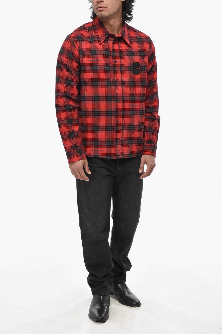 Off-White 2550~Flannel Shirt STENCIL With Checked Pattern, view 4