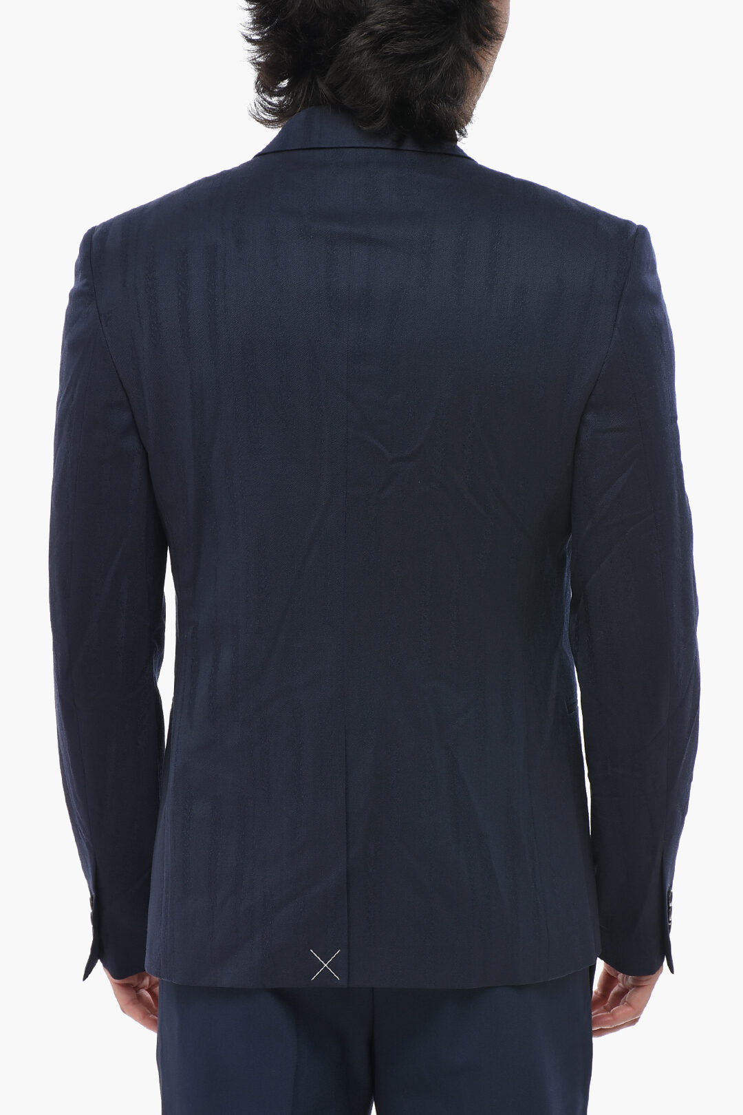 Off-White 2405~Wool-Blend Jacquard Double-Breasted Blazer SHIBORI