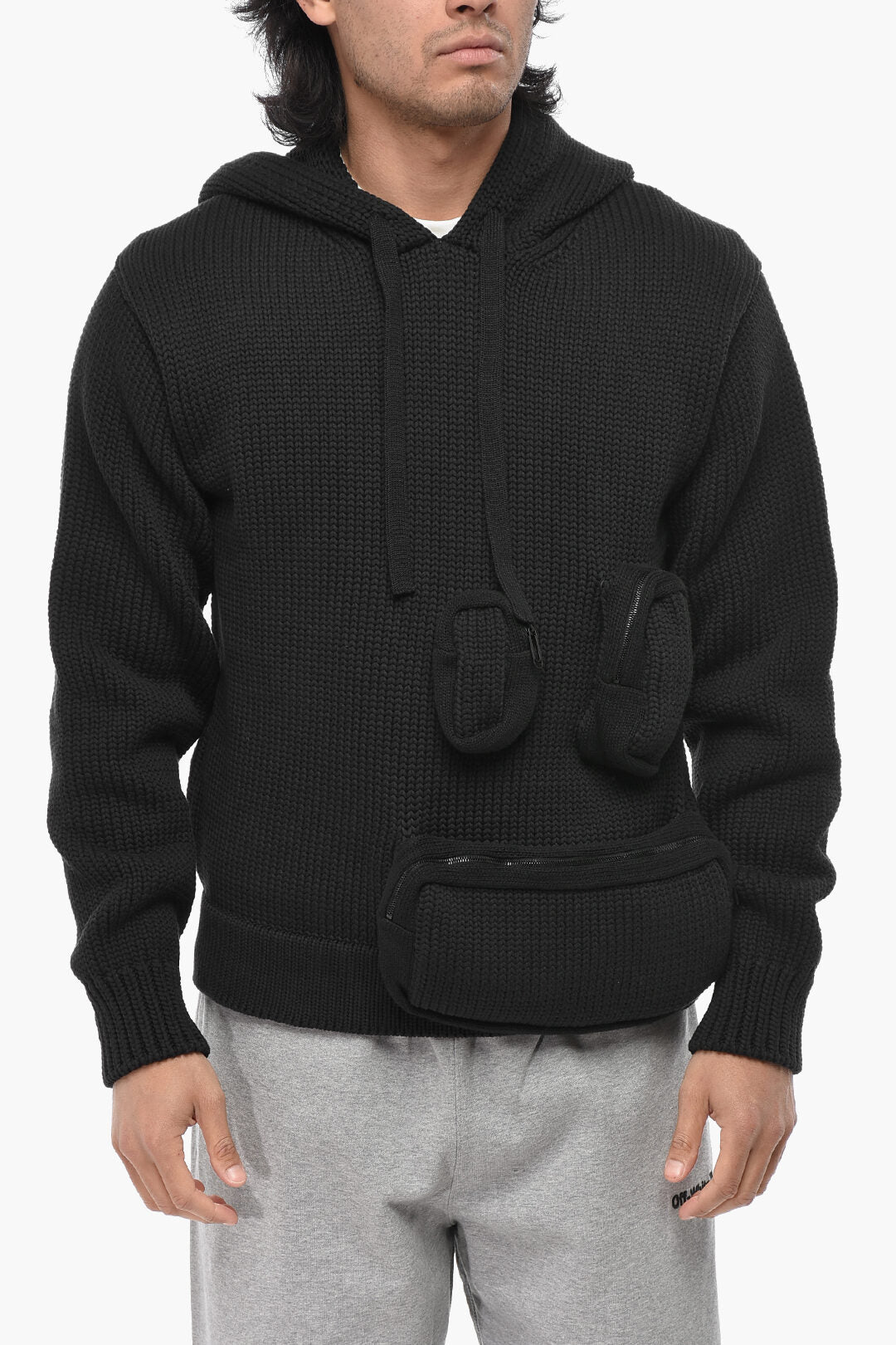Off-White 3500~Knit Multi-Pocket Hooded Sweatshirt ROPE