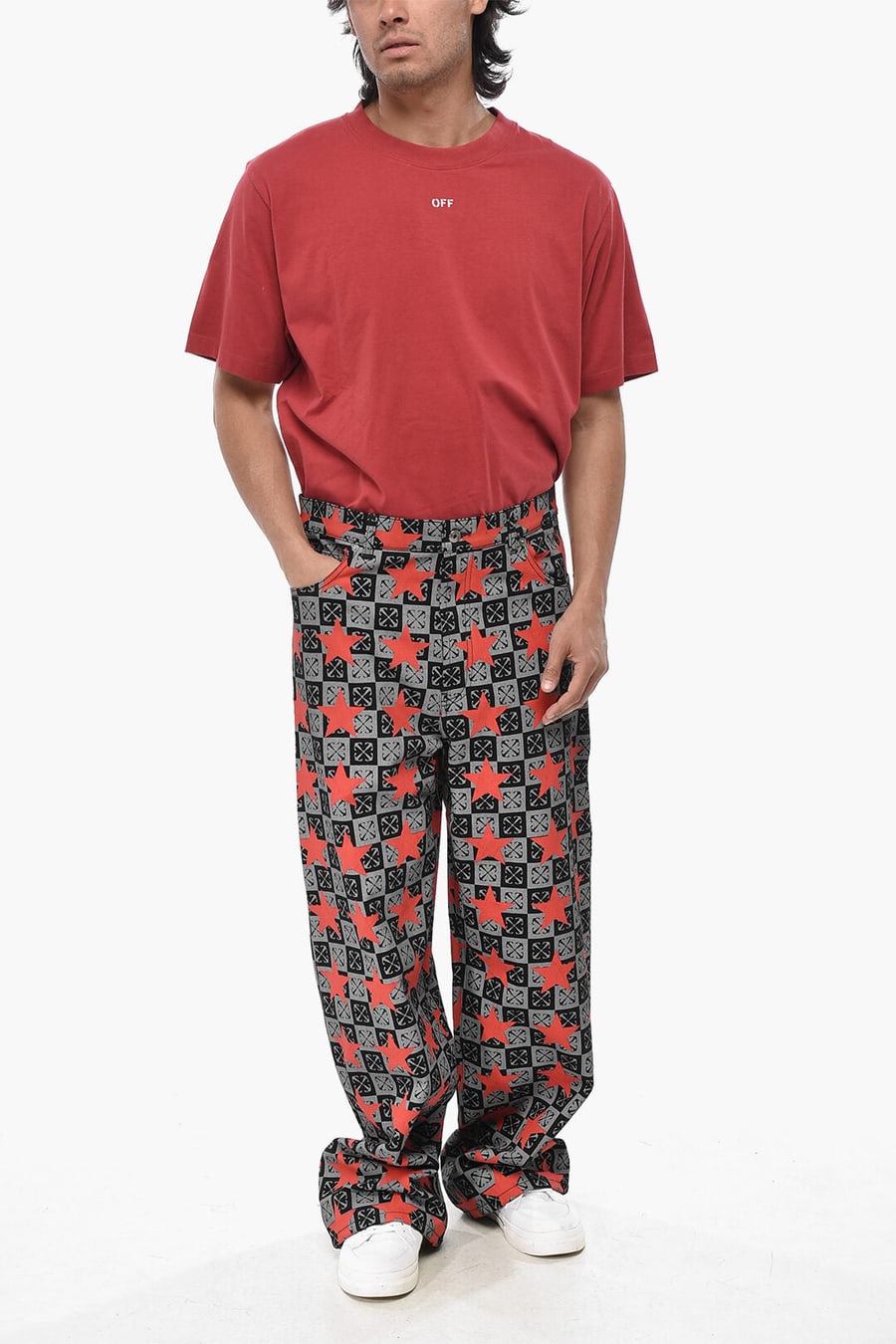 Off-White 3250~Coated Cotton Five-Pocket Pants STRARS With Arrow Pattern, view 4