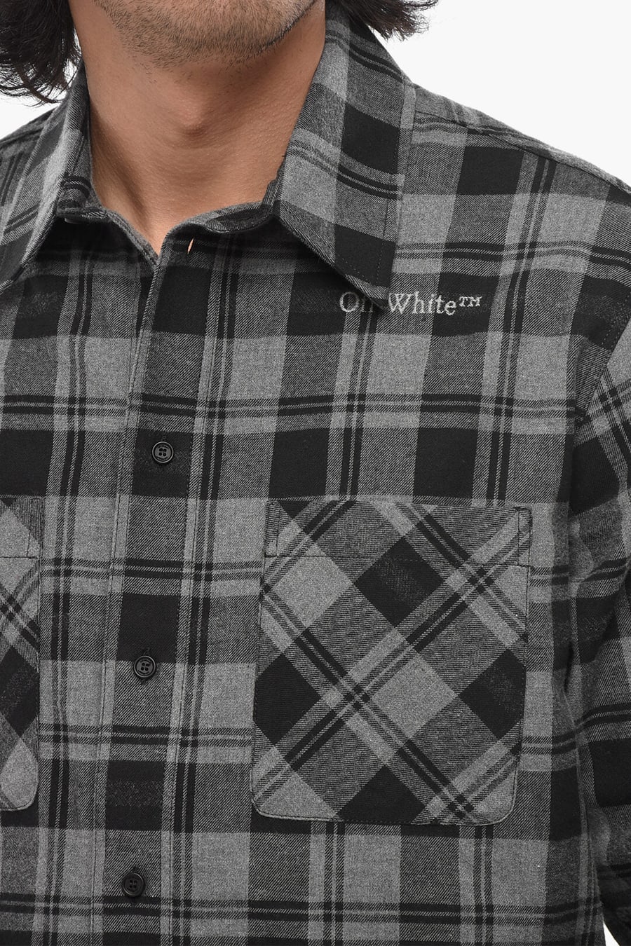 Off-White 2470~FOR EVER Flannel Shirt With Check Pattern