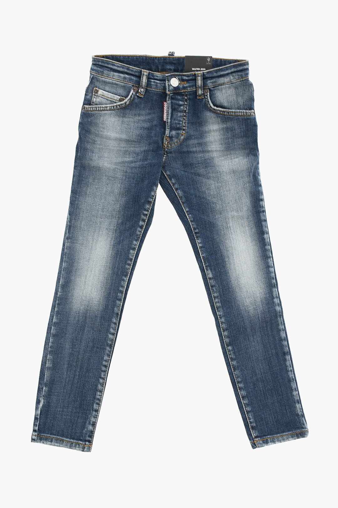 Dsquared2 Kids 2405~Stonewashed Jeans SKATER with Logo Button