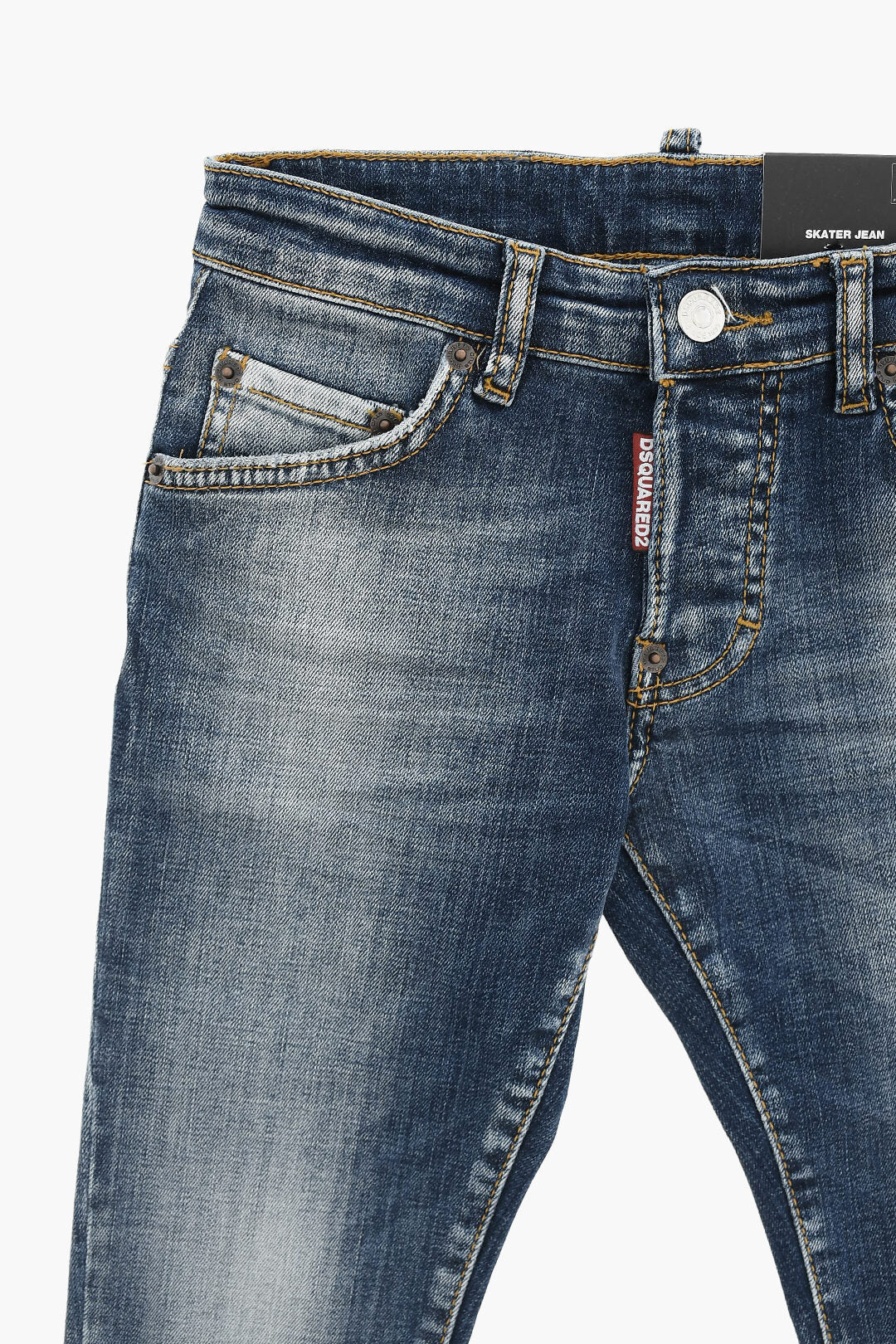 Dsquared2 Kids 2405~Stonewashed Jeans SKATER with Logo Button, view 2