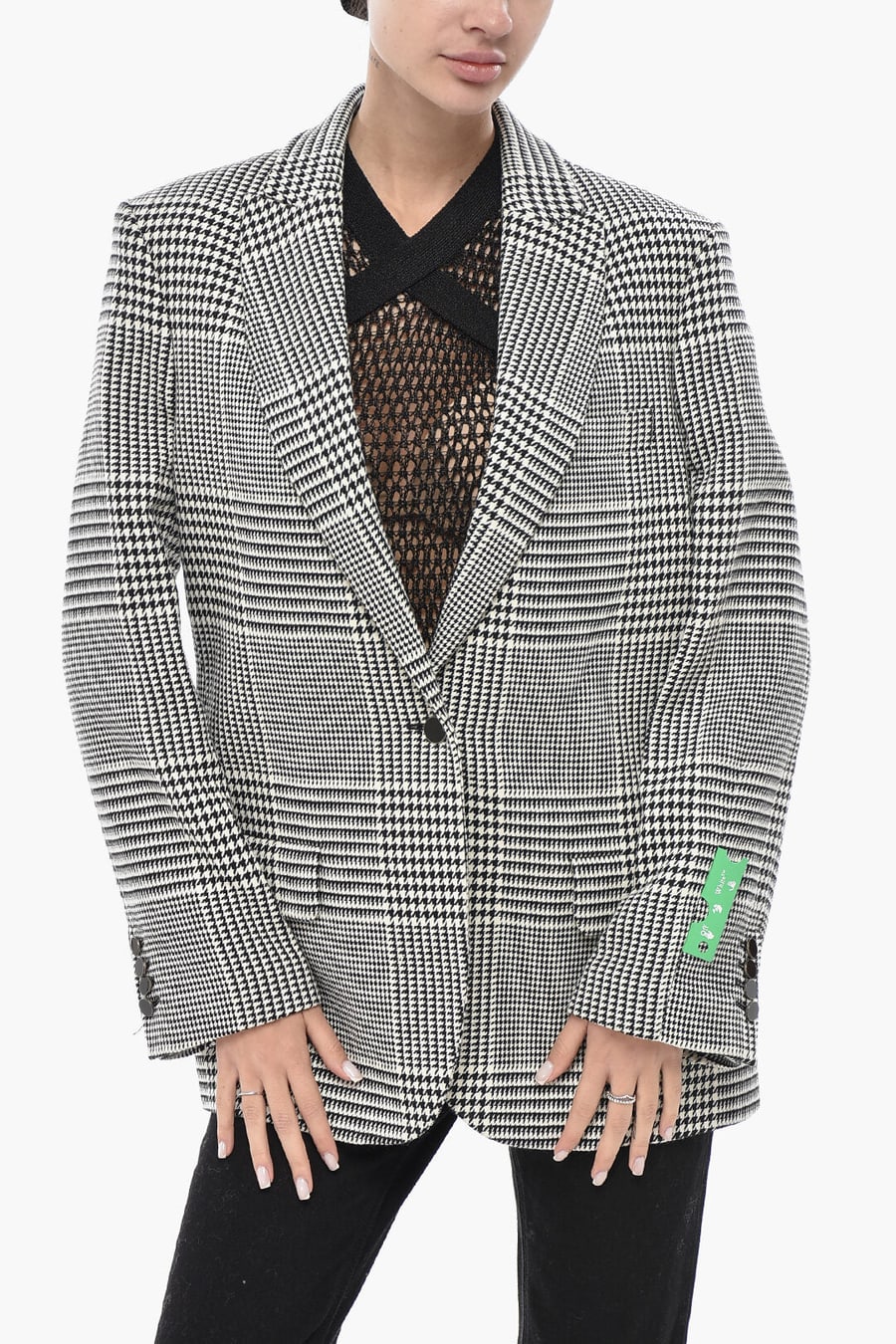 Off-White 2550~FORMAL Blazer TOMBOY with Houndstooth Pattern