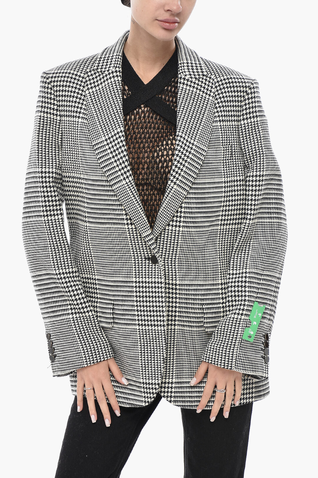 Off-White 2550~FORMAL Blazer TOMBOY with Houndstooth Pattern