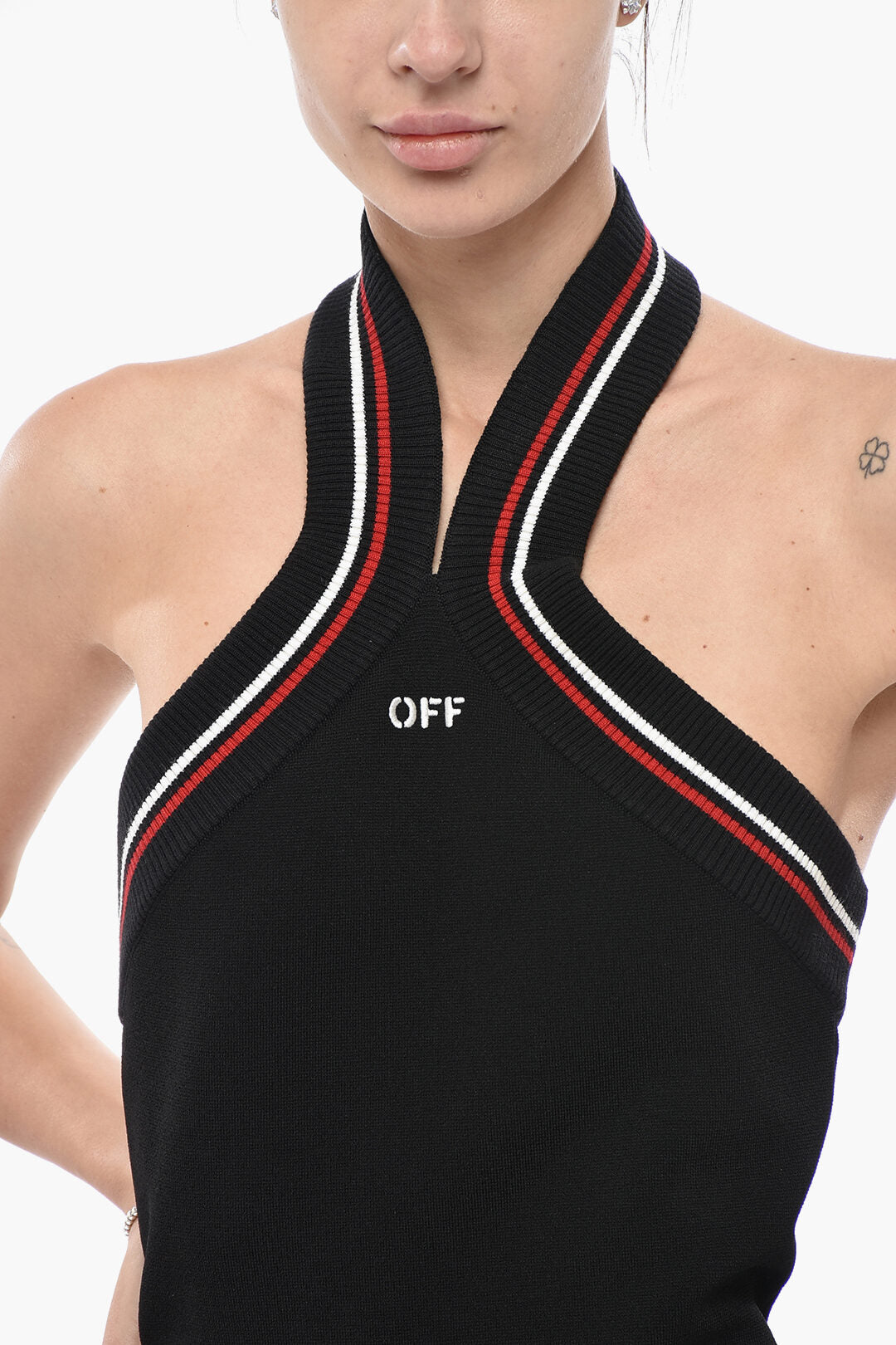 Off-White 3500~Knit Minidress CROSSCOLLAR with Racerback