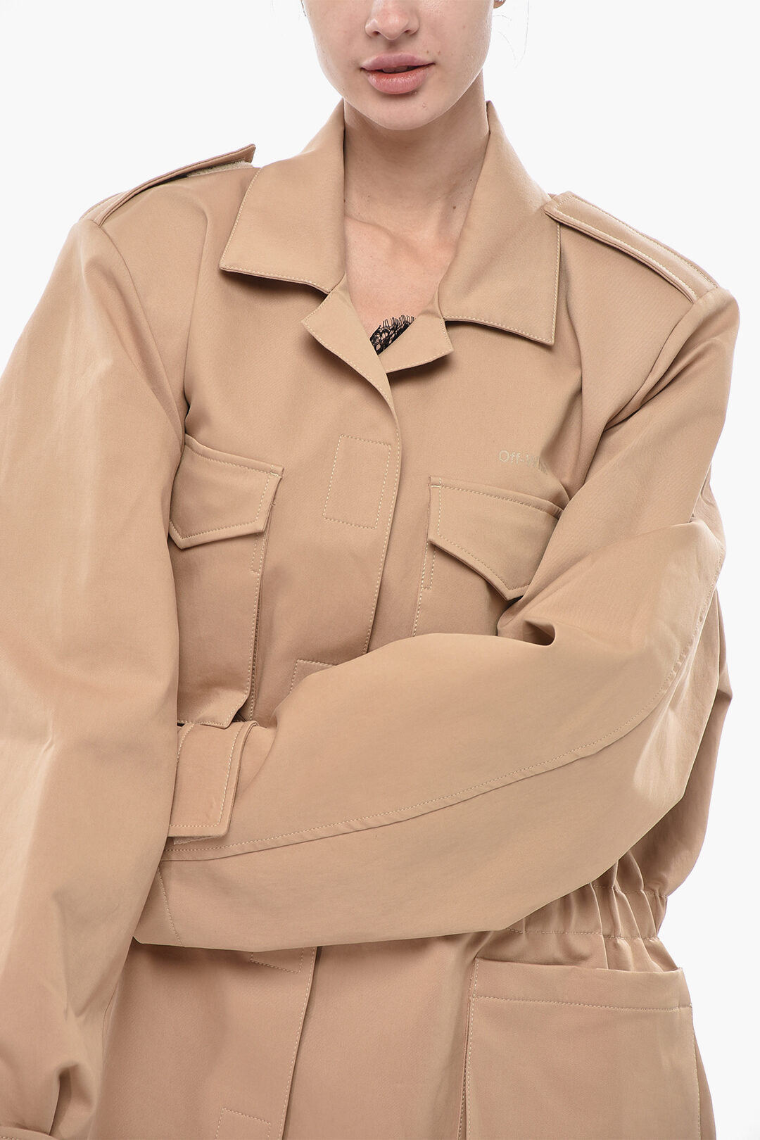 Off-White 2500~PERMANENT Mixed Cotton Utility Jacket with Velcro Closure