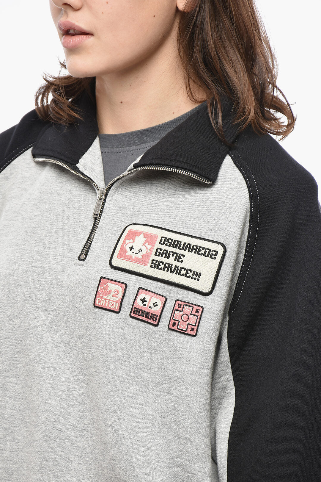 Dsquared2 2470~Brushed Cotton Sweatshirt ATHLETIC FIT with Half Zip