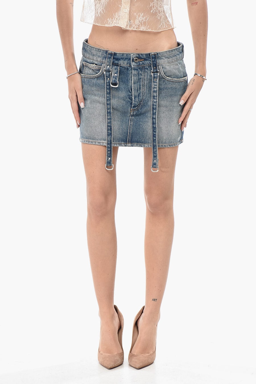 Off-White 2750~Denim Cargo Mini Skirt