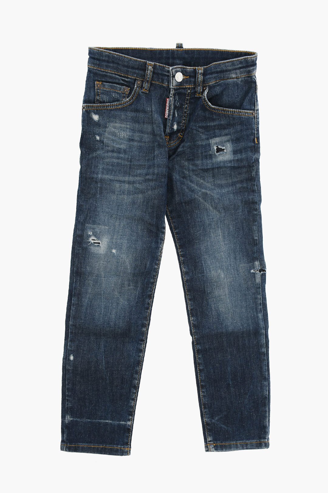 Dsquared2 Kids 0405~Distressed Jeans STANISLAV With Logo Button