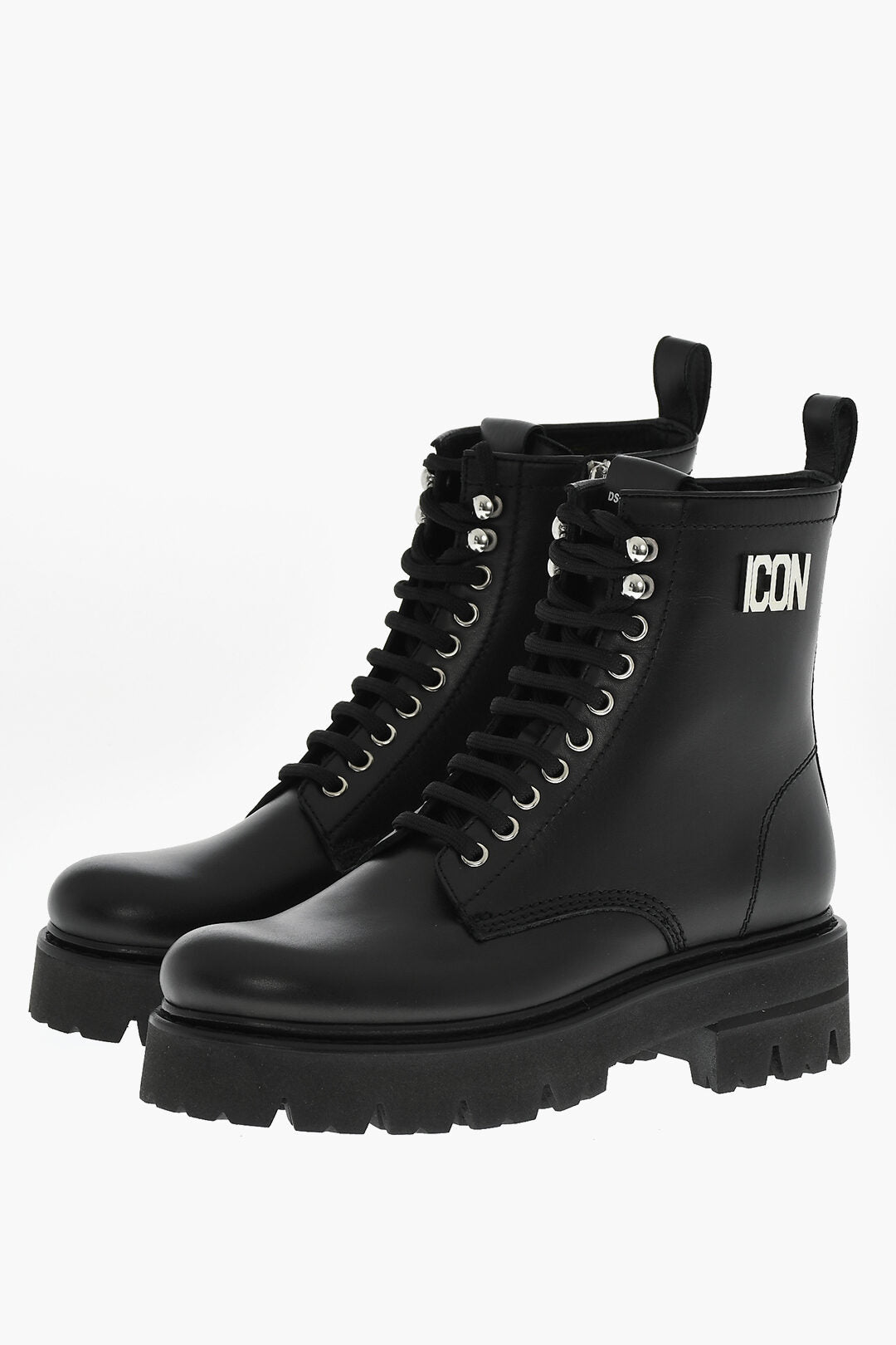 Dsquared2 3500~Leather Combat Boots ICON CLUBBING With Side Zip