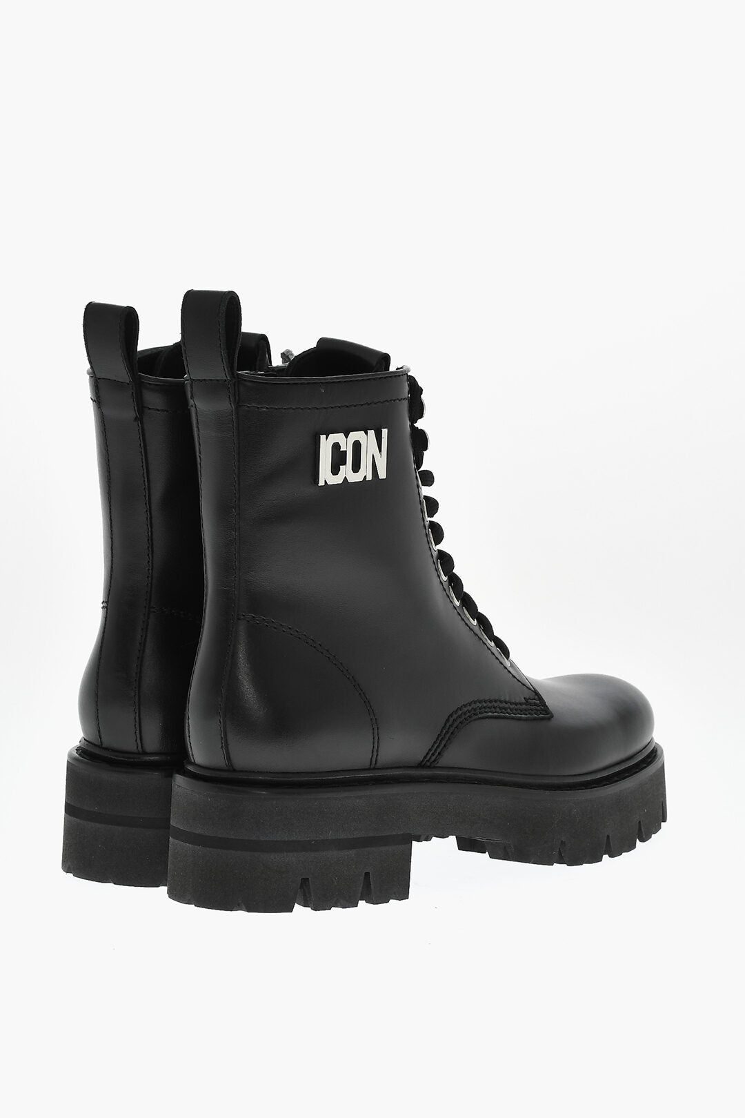 Dsquared2 3500~Leather Combat Boots ICON CLUBBING With Side Zip, view 2