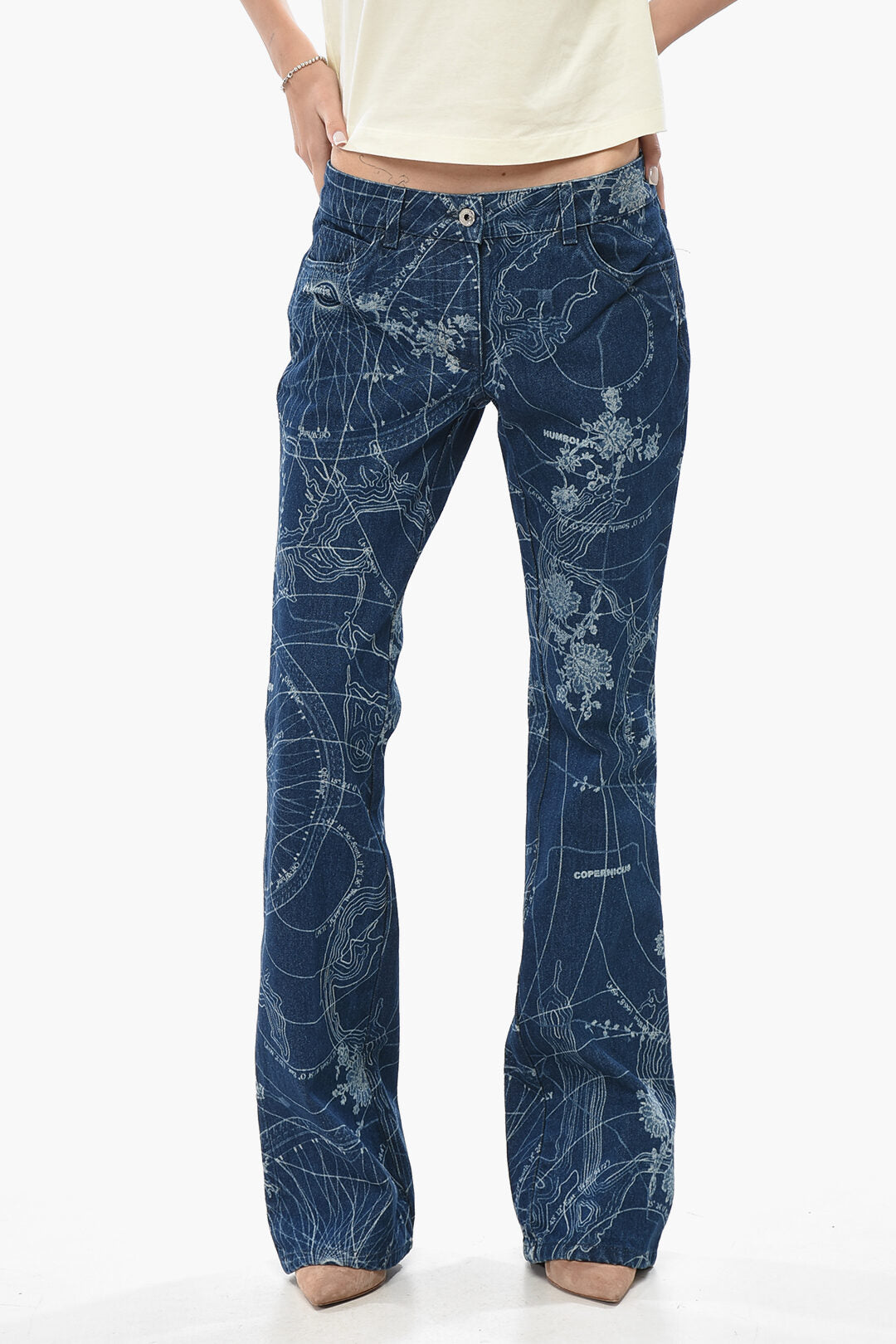 Off-White 2405~Bootcut Slim-Fit Jeans MAP in Printed Denim 29cm