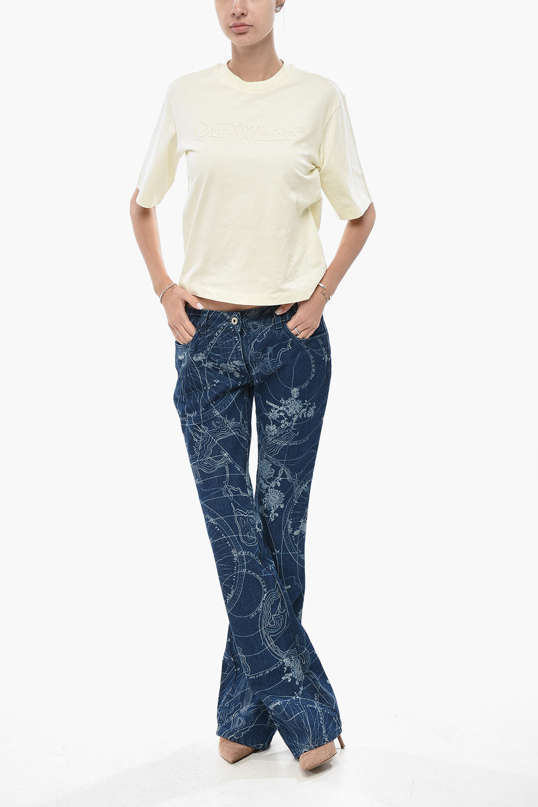 Off-White 2405~Bootcut Slim-Fit Jeans MAP in Printed Denim 29cm, view 2