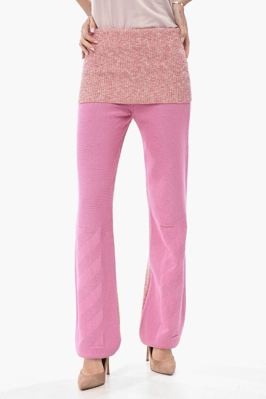 Off-White 3050~Knit Pants with Maxi Foldover Waist
