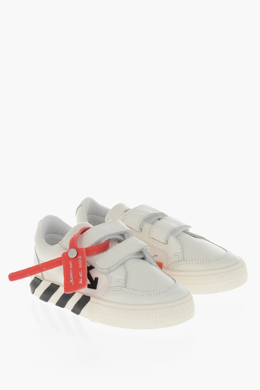 Off-White Kids 0405~Leather Low-Top Sneakers VULCANIZED with Velcro Closure