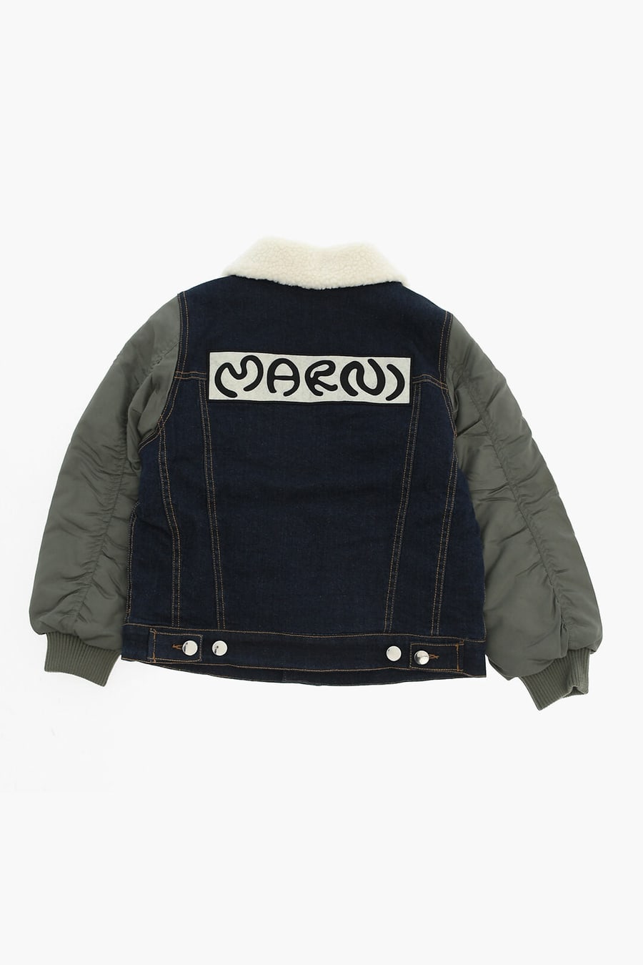 Marni Kids 0405~Denim Jacket with Silver-Effect Buttons, view 3