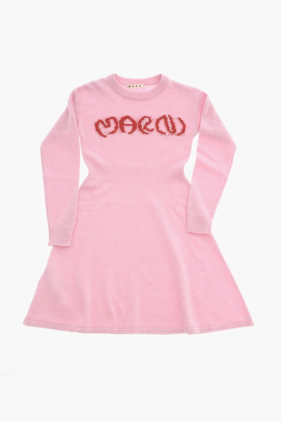 Marni Kids 1050~Long-Sleeve Knit Dress with Contrast Logo