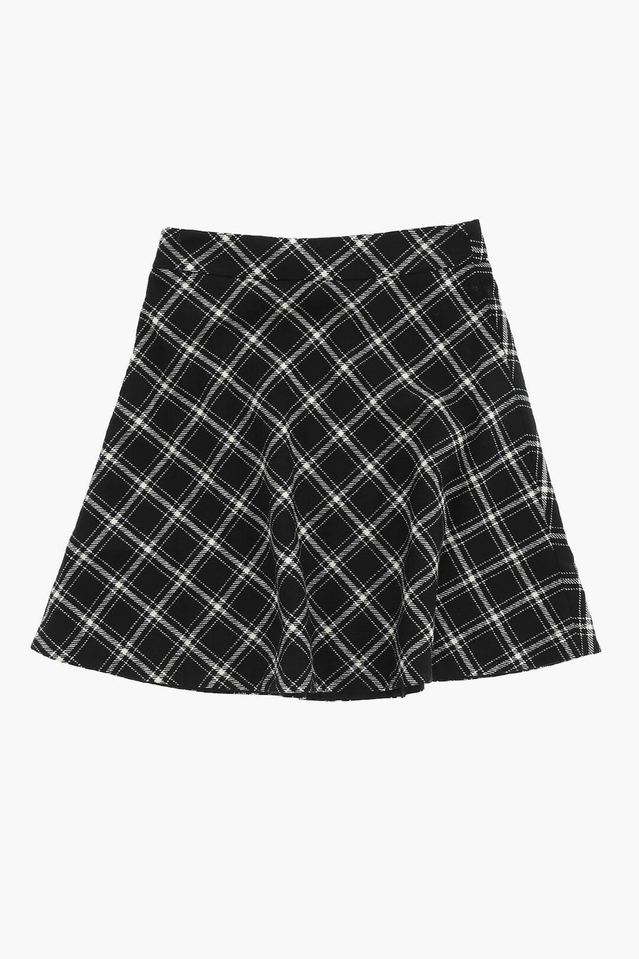 Marni Kids 0550~Flared Plaid Skirt with Embroidered Logo, view 3