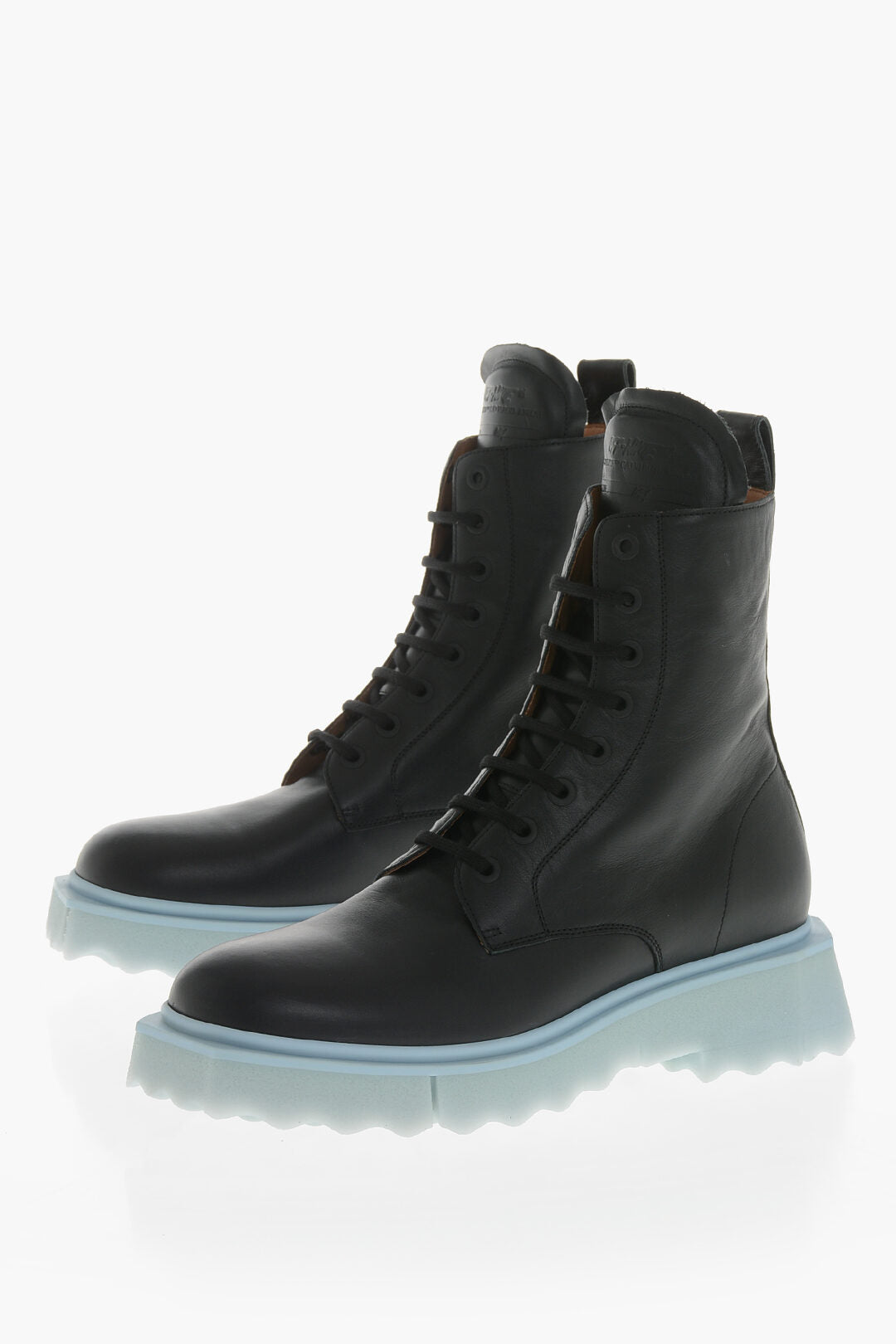 Off-White 3500~Leather Combat Boots With Contrast Sponge Sole
