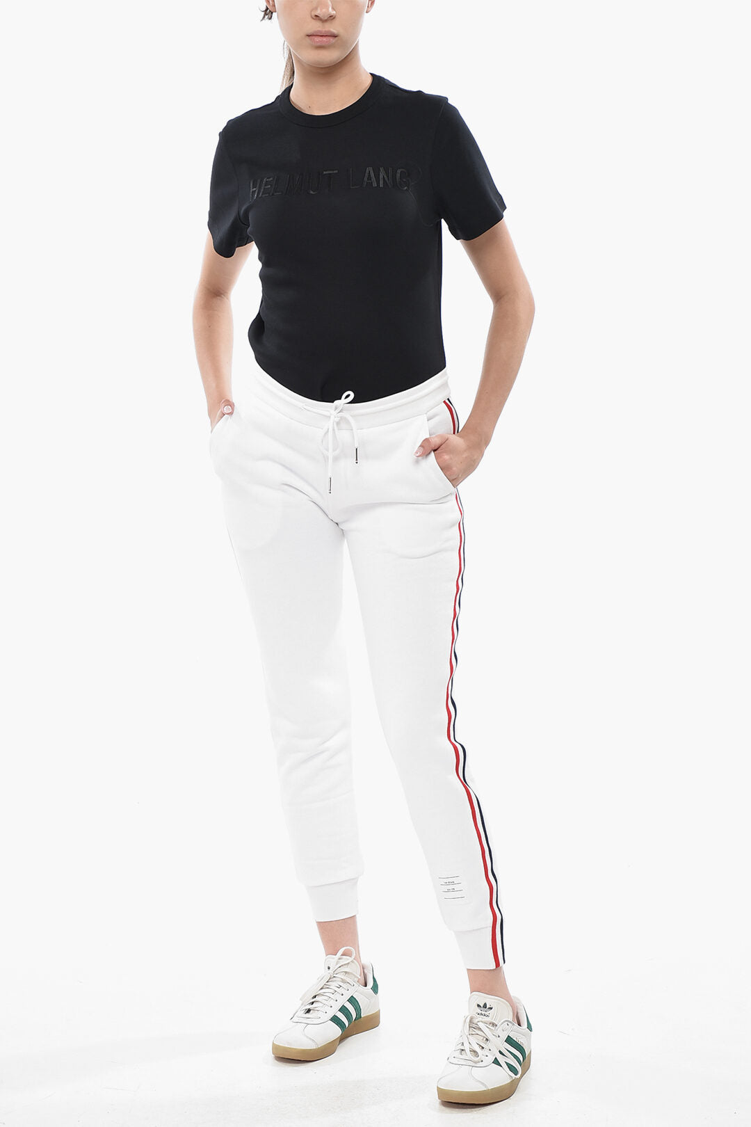 Thom Browne 2405~Brushed Cotton Joggers with Iconic Side Stripes
