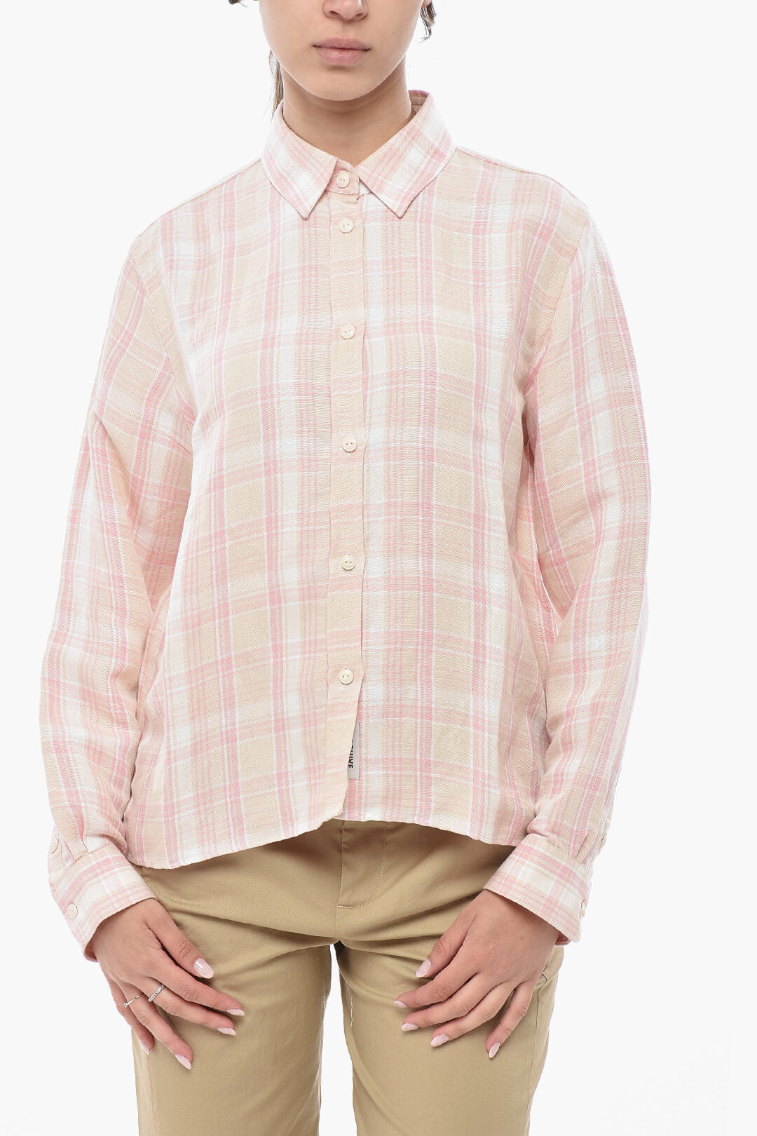 Woolrich 3050~Linen-Blend Shirt FLUID In Checked Plaid