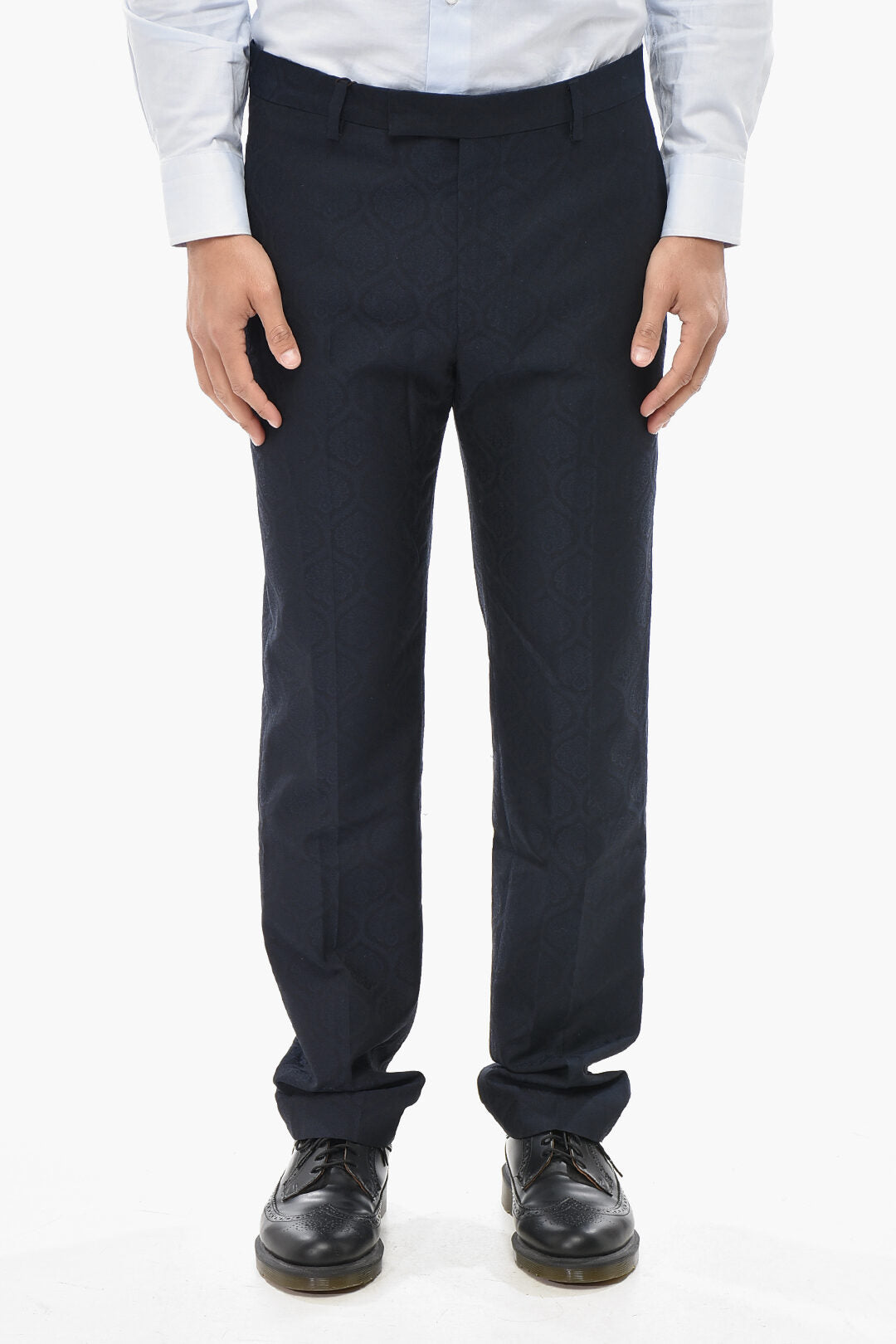Etro 2405~Jacquard Cotton-Blend Trousers with Belt Loops
