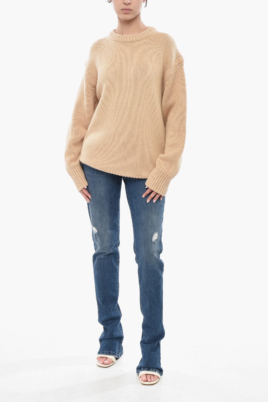 Chloé 2500~Cashmere and Cotton Crewneck Sweater, view 2