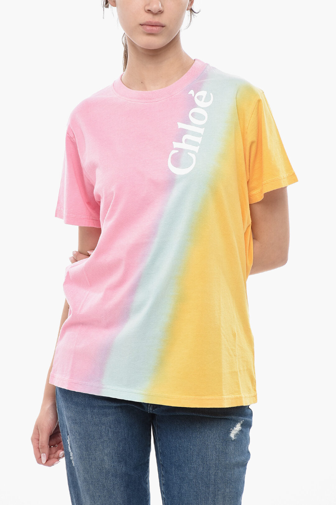 Chloé 3250~Tie-Dye Cotton Crewneck T-Shirt
