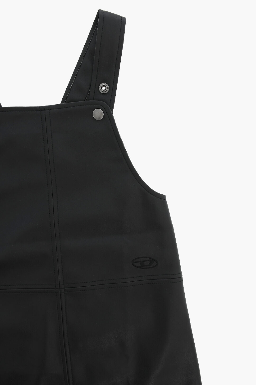 Diesel Kids 1500~Sleeveless Faux Leather Dress With Tone-on-Tone Monogram, view 2