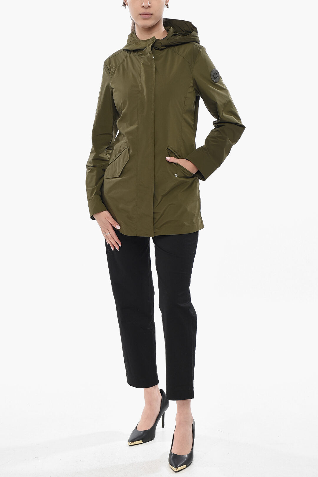 Woolrich 0900~Lightweight Solid-Color Jacket SUMMER With Concealed Button Closure