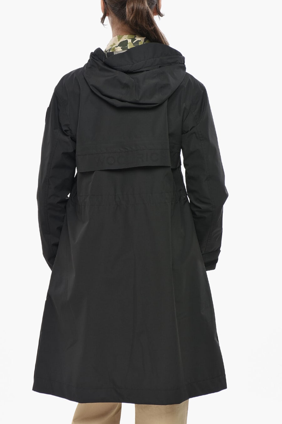 Woolrich 3500~Long Solid-Color Parka With Hidden Buttons, view 2